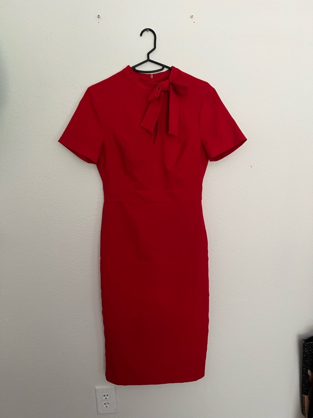 Maggy London Red Bow-Neck Midi Sheath Dress